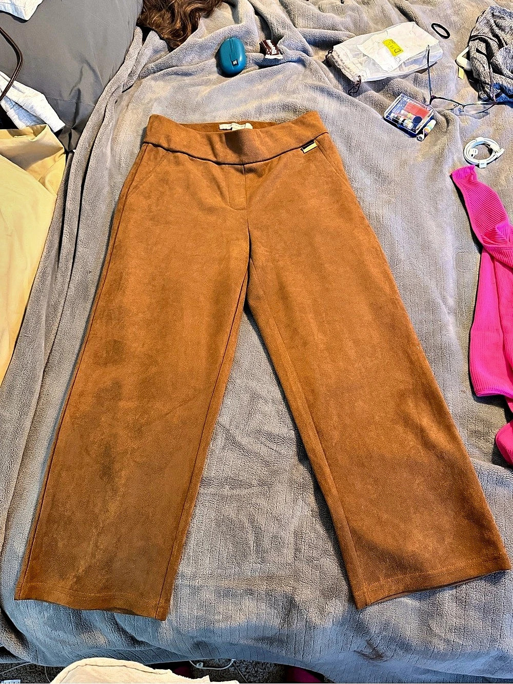 Marc New York Faux Suede Pull On Skinny Pants Brown Small